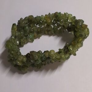 Green Gemstone Chip Stretch Bracelet - Unbranded